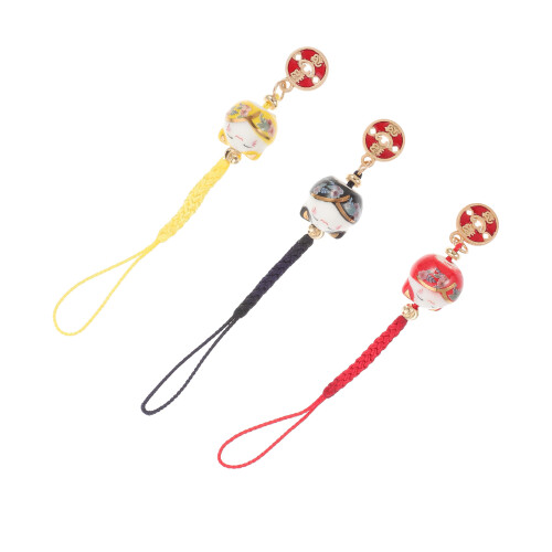 3Pcs Pingente De Sorte Cerâmica Para Chaveiro E Decoração