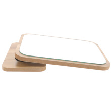 Beige Wooden Swivel Mirror with Stand Desktop Mirror