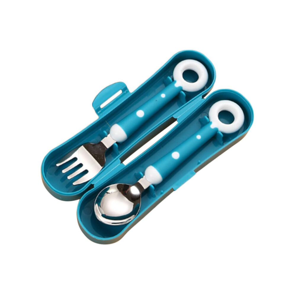 Stainless Steel Tableware With Ergonomic Silicone Handle Non Slip Spoon And Fork Independent Feeding Donut Design Green
