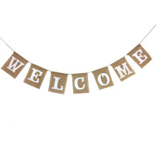 2 .8m Welcome Bunting Holiday Party Banner Imitated Burlap Pennant