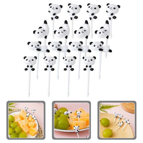 16 Pezzi Forchettine Frutta Panda Decorative Per Bambini 2