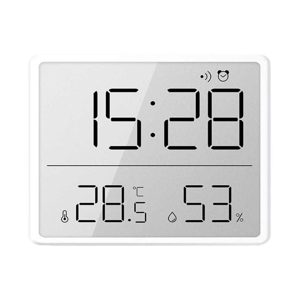 Digital Hygrometer Thermometer With Clock Humidity Monitor Alarm For Office And Baby Room White