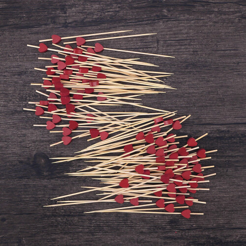 200 Pezzi Stuzzicadenti A 12 Cm Con Perline Rosso Fatti 2