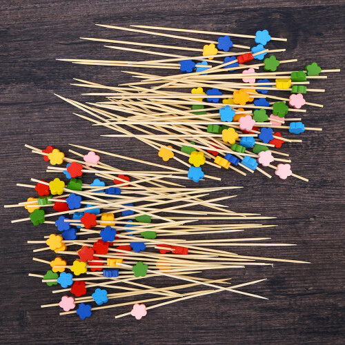 200 Pezzi 12 Cm Stuzzicadenti Cocktail Con Perline Fiore 2