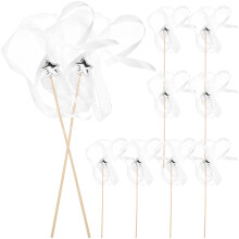 10St Witte Lintstokken Met Streamers Voor Feestdecoratie