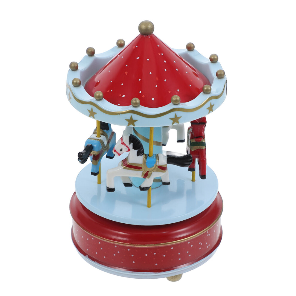 Wooden Karuzela Ozdobne PudełKo Muzyka Prezent Dla Dziewczyn Czerwone-image