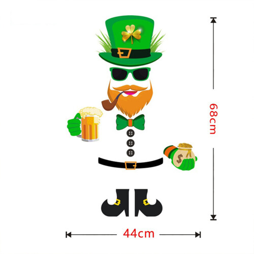 St Patrick Day Leprechaun Autocollant Verre Transparent Décoration 2