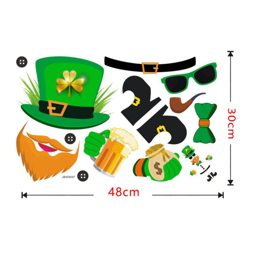 St Patrick Day Leprechaun Autocollant Verre Transparent Décoration 1
