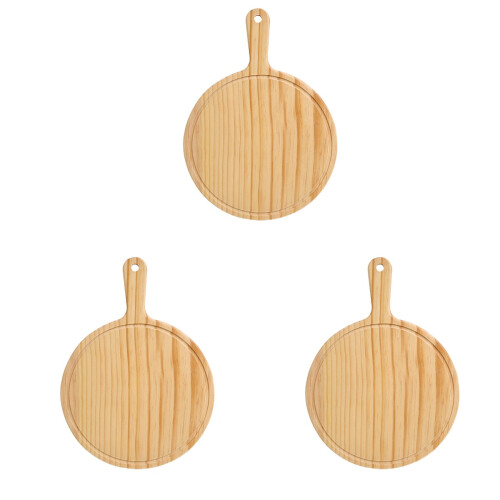 3Pcs Tabuleiro Pizza Redondo 12 Polegadas Madeira Com 1