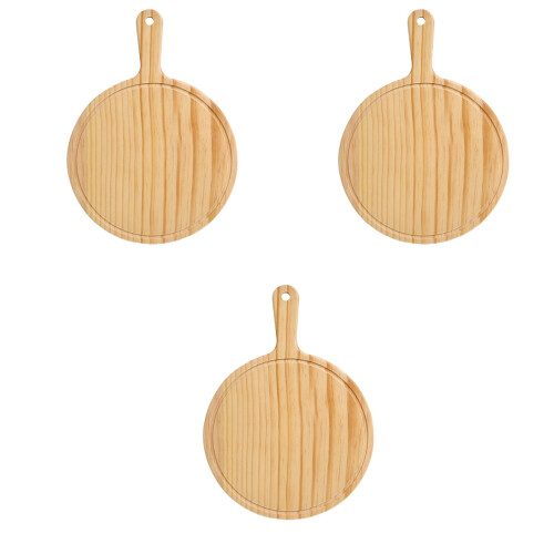 3Pcs Tabuleiro Pizza Redondo 12 Polegadas Madeira Com 2