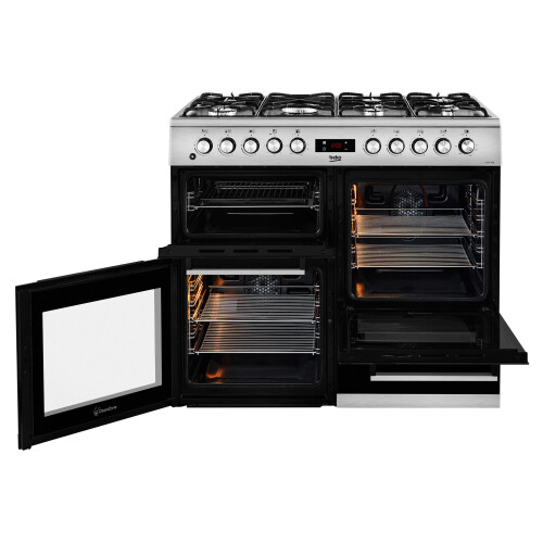 Beko Beko KDVF100K 100cm 7 Burners  Dual Fuel Range Cooker Black New 1