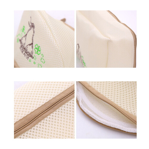 Foldable Beige Laundry Washing Bags Soft Mesh Nets for Clothes 1