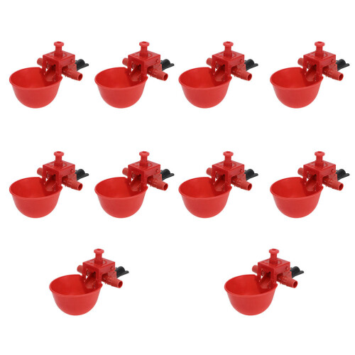 Chicken Drinkers Automatic Refillable Drinking Bowl Red 30 Pcs