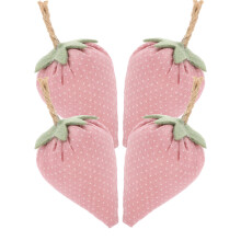 Fake Strawberry Decor Pink Nonwovens 4pcs 3.9x1.8x1.8in