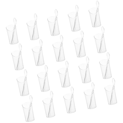 20 Unidades Mini Vasos Para Con Cucharas Transparentes