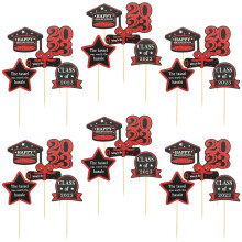 30Pcs Graduation Party Cake Toppers Assorted Color Cupcake Picks