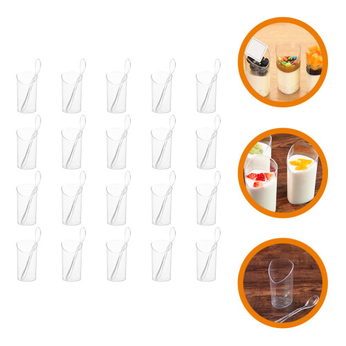 20 Unidades Mini Vasos Para Con Cucharas Transparentes 2