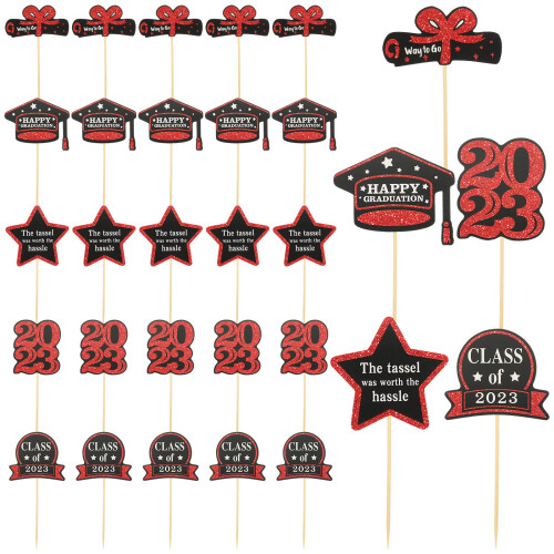 30Pcs Graduation Party Cake Toppers Assorted Color Cupcake Picks 2