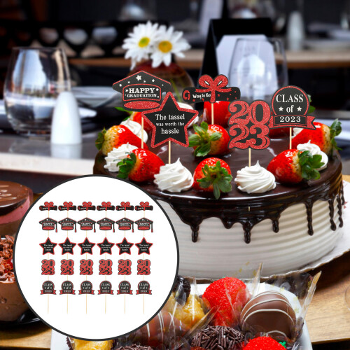 30Pcs Graduation Party Cake Toppers Assorted Color Cupcake Picks 1