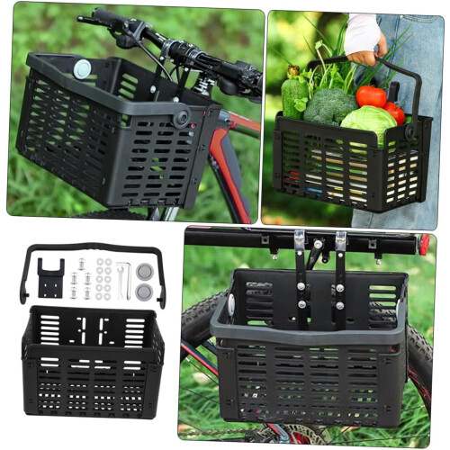 Foldable Front Bike Basket Plastic Frame Easy Installation Universal Front Mount Sturdy Design For Adults And Commuters 1