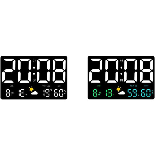 Pressure Sensing Clock With Five-Level Brightness, Temperature And Humidity Sensor, Weather Clock, Plastic, White 2