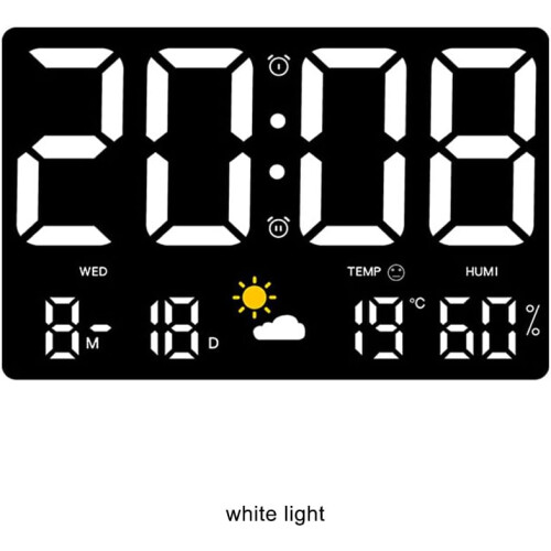 Pressure Sensing Clock With Five-Level Brightness, Temperature And Humidity Sensor, Weather Clock, Plastic, White 1