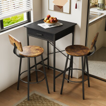 102.5cm Tall Bar Table with Charging Station, Black