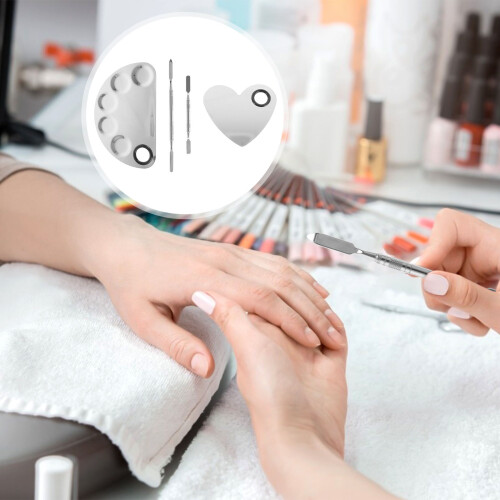 2 Pezzi Paletta In Acciaio Per Nail Art E Cosmetici Con 2 Spatole 1