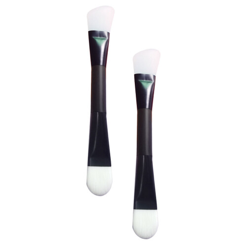 2Pcs Face Mask Brush Portable Black Silicone Mud Mask Applicator Set