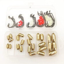 Fishing Brass Hollow Sinkers 25-Piece Sinker Weights Set With Box For Freshwater And Saltwater Includes Jig Hooks Beads