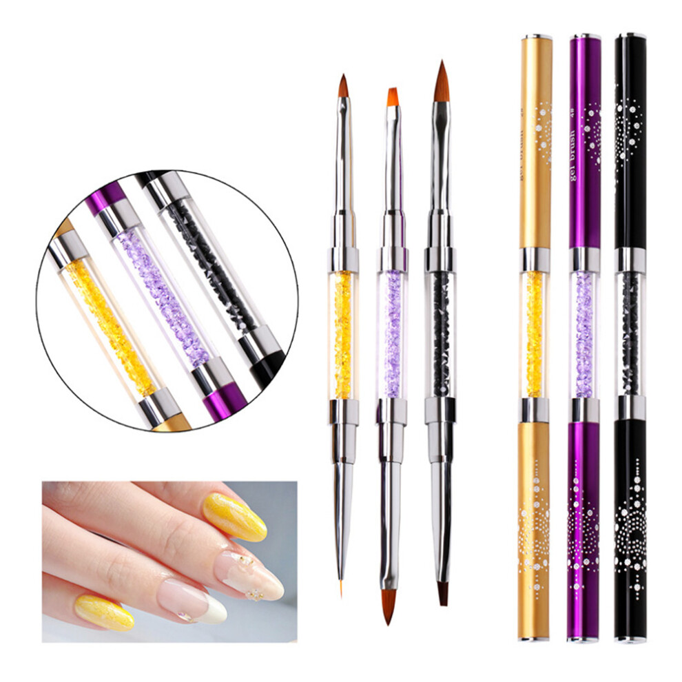 3 Sztuki DwugłOwy PęDzel Do Paznokci Z Terapią ŚWiatłEm KryształOwym-image