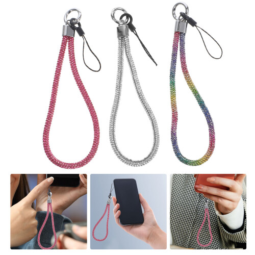 3Pcs Pulseira De Strass, Cordão Para Smartphone E Crachá 1