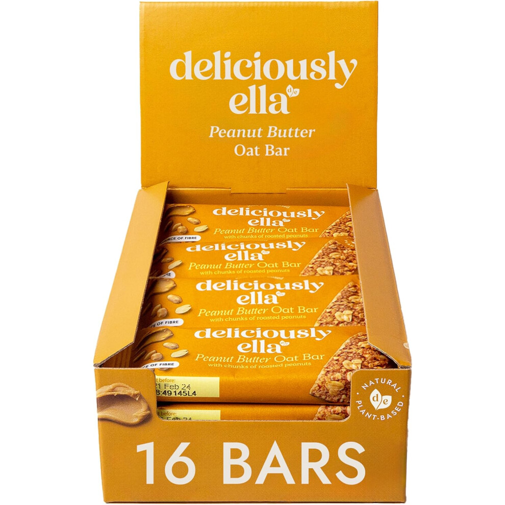 Deliciously Ella - Peanut Butter Oat Bar, Gluten-Free, Vegan Friendly, Healthy Snack, 50G (16 Bars)