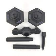1Pc Solar Stick Lamp Dual Head Black Waterproof Garden Light for Lawn