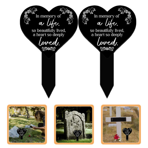2 Unidades Soporte Corazón Acrílico Para Cementerio 1