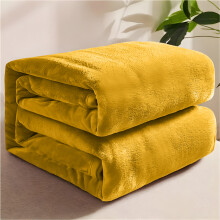 (Yellow Mustard, Super King) 220GSM Lightweight Summer Blankets | Faux Fur Fleece Blanket Designed for Travel & Outdoor Blankets