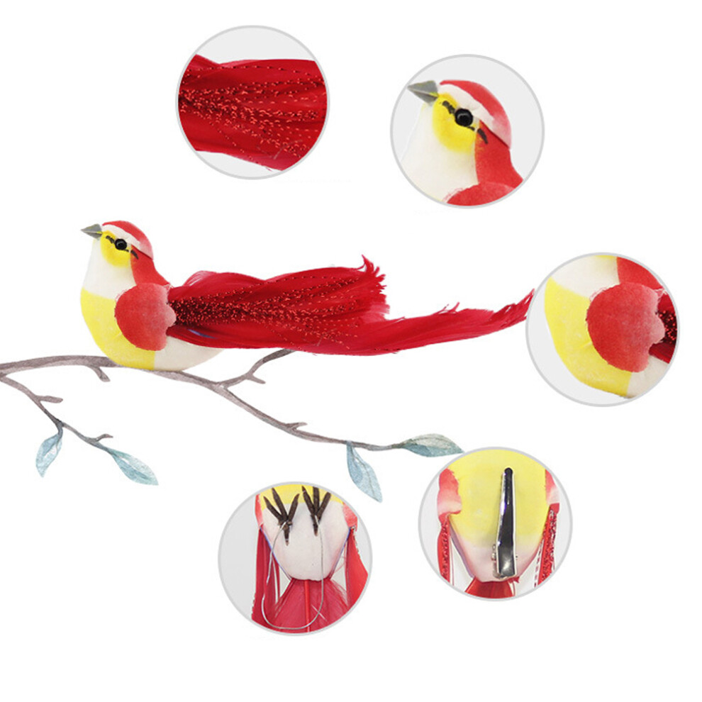 6 Sztuk Symulowane Ozdoby PtakóW Kolorowe Kanarki Dekoracje PrzyjęCia-image