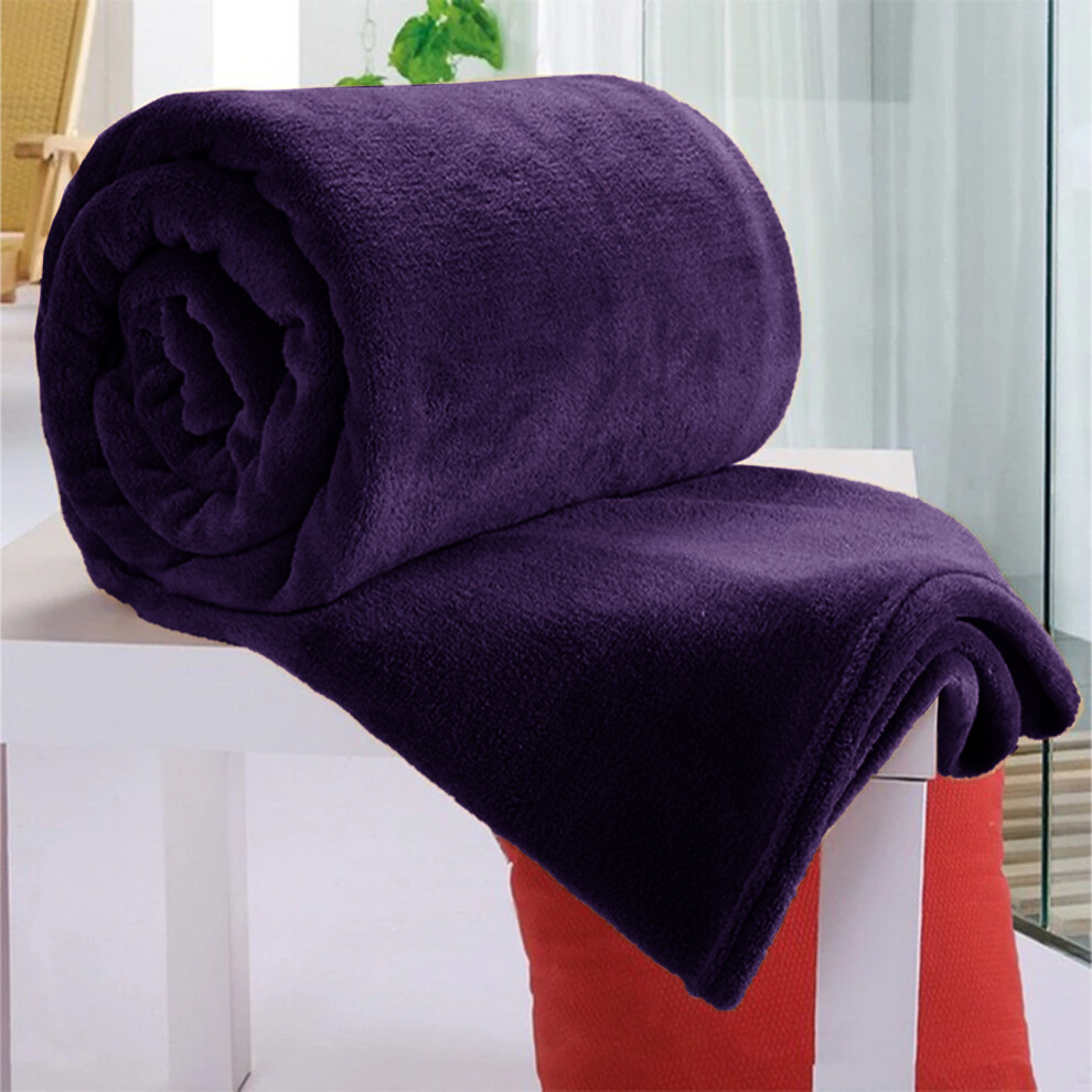 (Purple, King) FAUX FUR BLANKET FLEECE THICK BED THROW SOFA MINK TRAVEL BLANKET-image-OPC-PCDDHMP-NEW