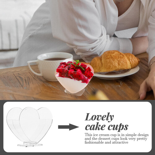 40 Unidades Tazas De En Forma Corazón De Plástico Transparente 2