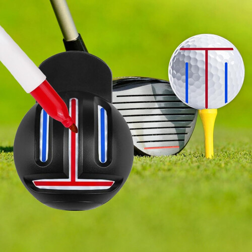 Golf Alignment Tool Waterproof Golf Ball Lines Marker Tool Reversible Design With 2 Waterproof Pens 1
