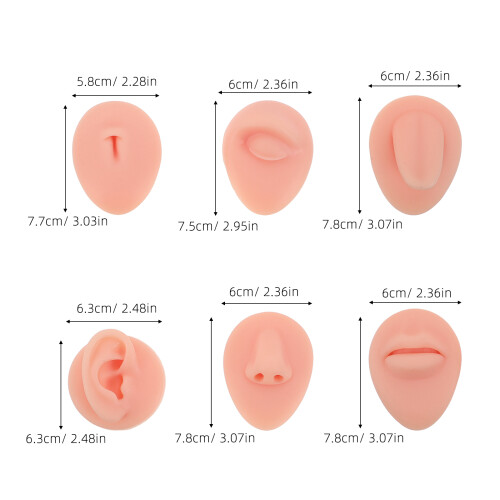 1Set Silicone Practice Piercing Model Soft Beige Body Parts Simulation 2