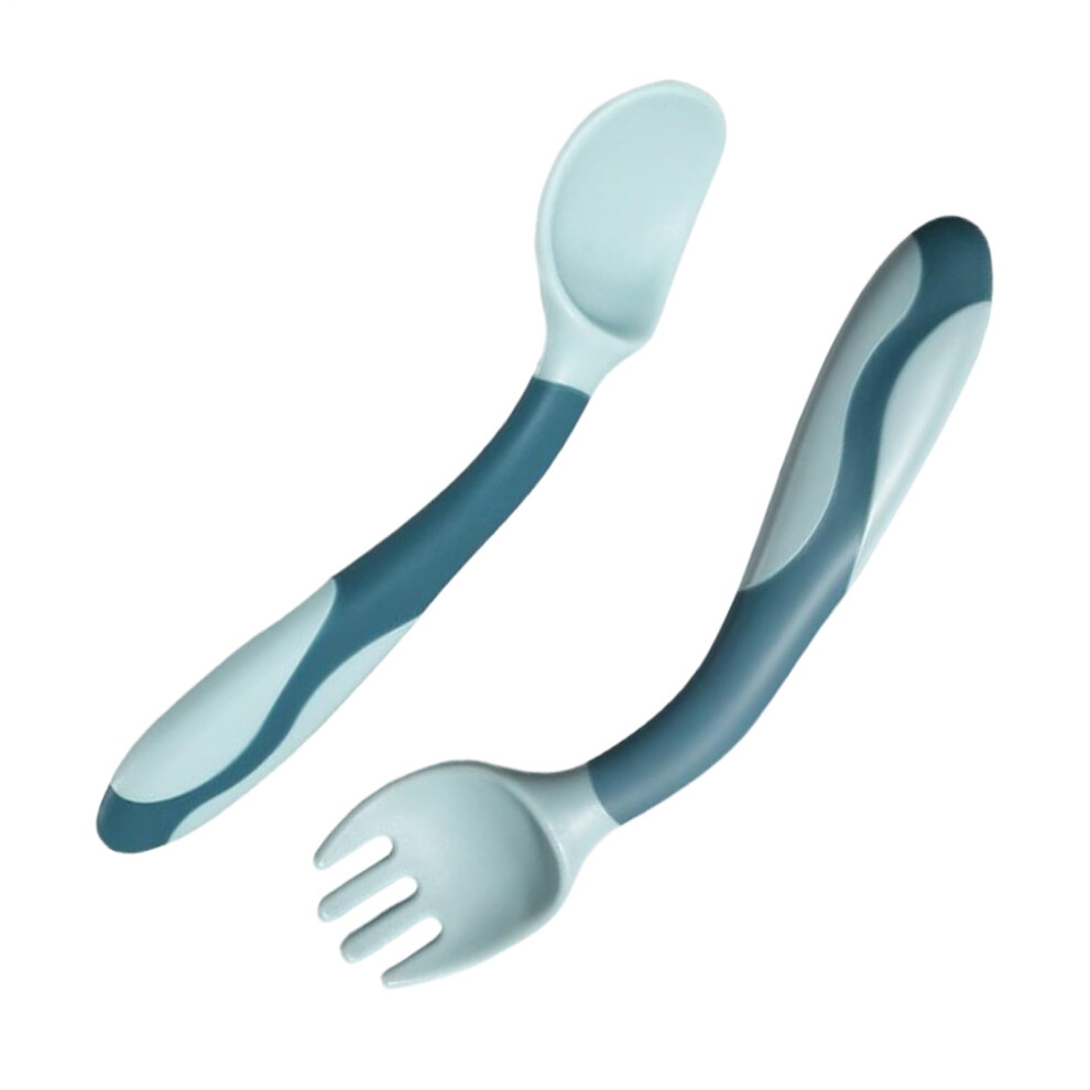 Baby Spoon and Forks - Ergonomic Grip Learning Utensils LED Weaning Utensils First Level Blue For Girls
