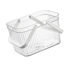 Plastic Bath Organizer Basket With Handle, Large Capacity Shower Storage Caddy, Dorm Bathroom Toiletry, Clear White