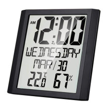 Digital Wall Clock 8.6-Inch Display With Temperature And Humidity, Time Date Week, Office Wall Clock