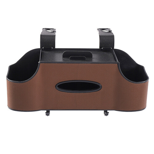 (brown) Car Seat Back Storage Box Convenient Storage Solution With Buckle
