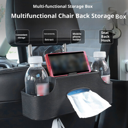 (white) Car Seat Back Storage Box Convenient Storage Solution With Buckle 2