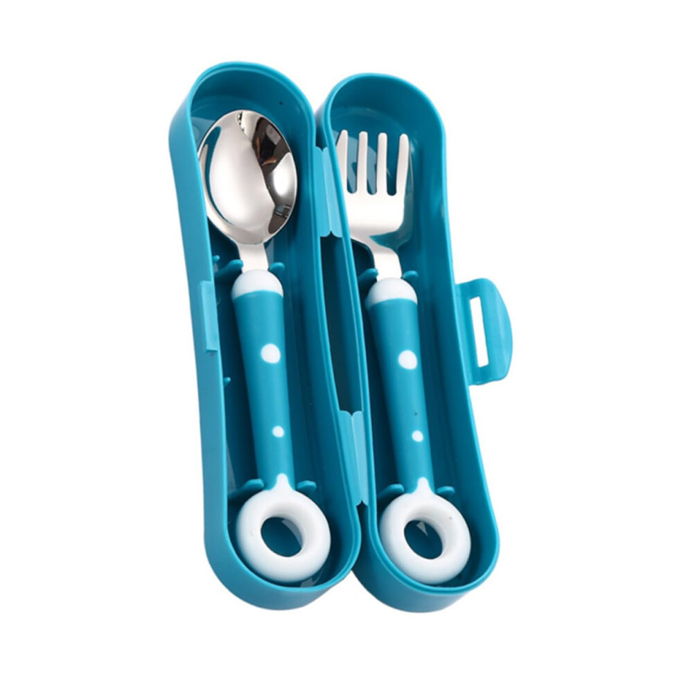 Stainless Steel Spoon Fork Combination For Toddlers Weaning, Learning Cutlery Set Training Tableware Green