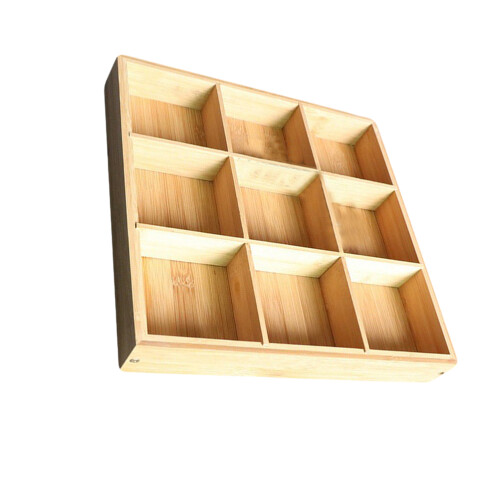 Khaki Bamboo Compartment Candy Holder Square Tray for Serving