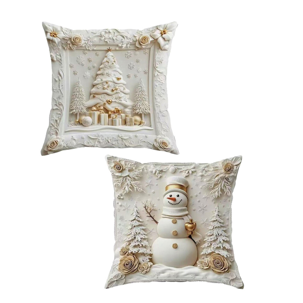 Santa Patterned Pillow Cover Scratch Resistant Festival-B