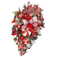 Holiday Candy Wreath Plastic Decoration Weather Resistant-Red